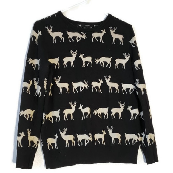 Forever 21 black and gold sparkle deer sweater - Picture 1 of 5